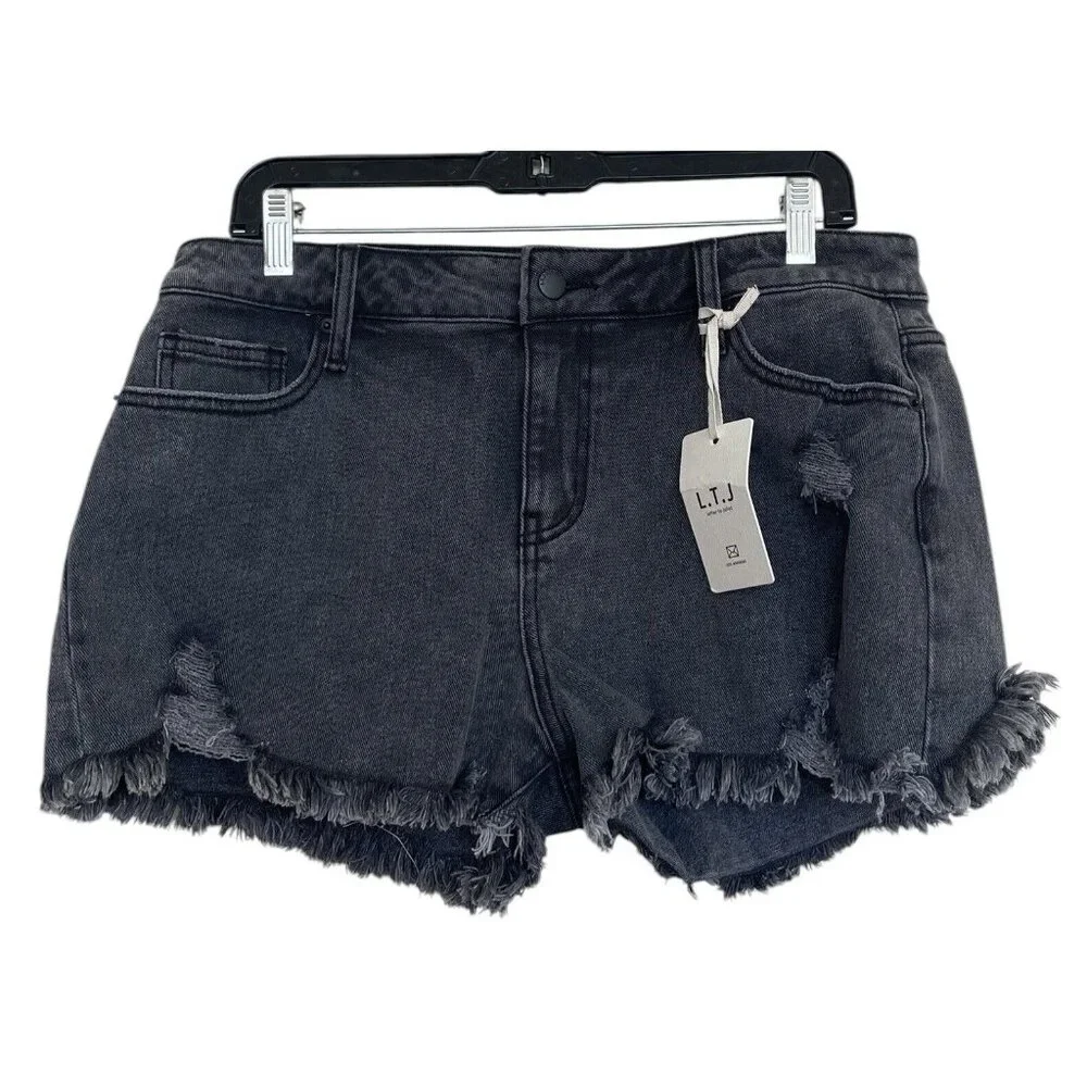 Letter to Juliet Shorts Womens Size XL Extra Large Charcoal‎ Distressed Denim
